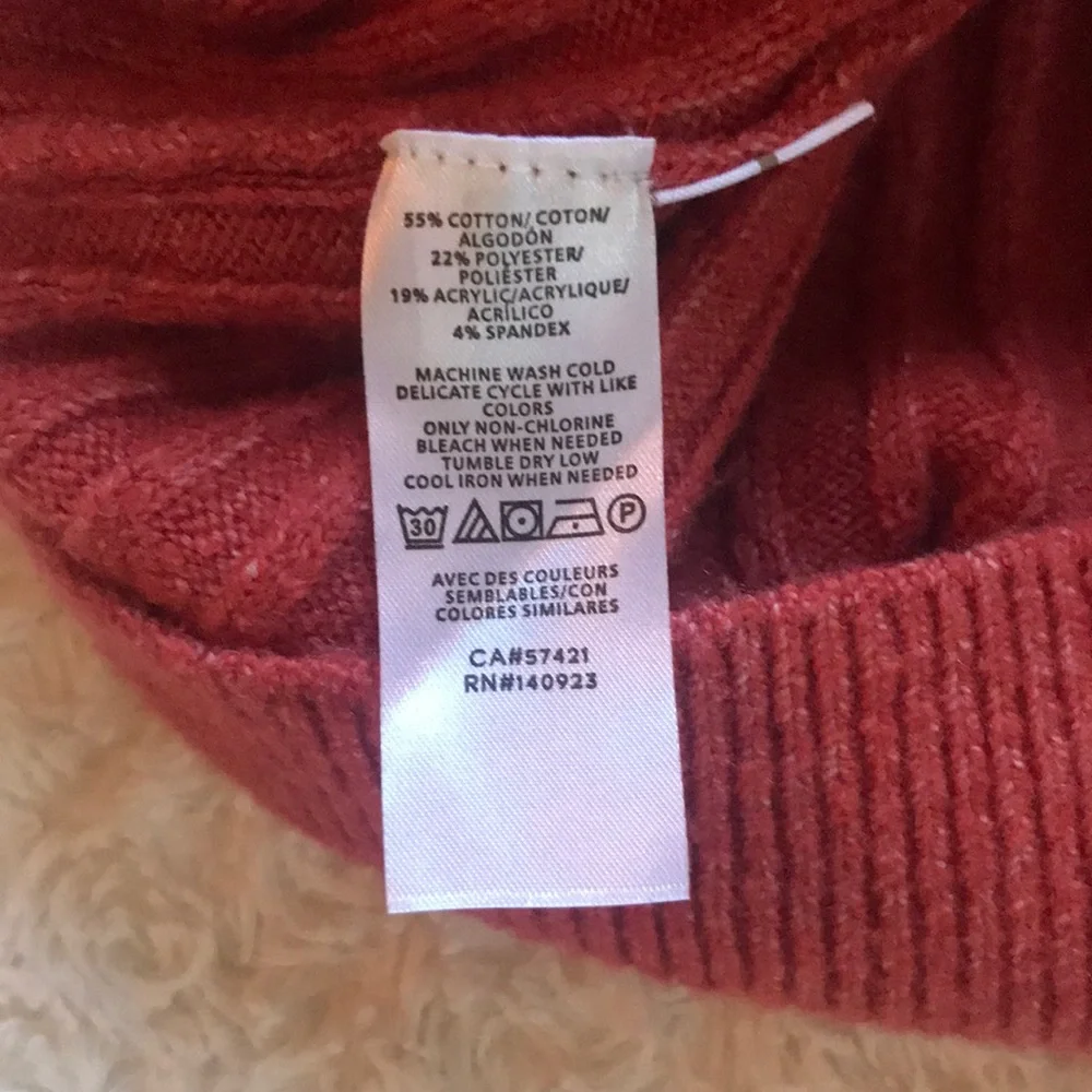 LOFT | Burnt Coral Ribbed Knit Button Down Cotton Cardigan - Picture 4 of 4